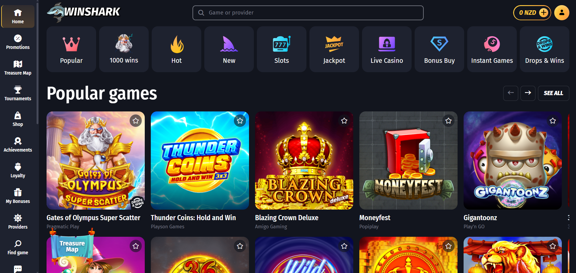 WinShark Casino - Best Australian Online Casino with AU$4,100 welcome bonus and 300 free spins